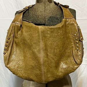 NARDELLI LEATHER STUDDED DISTRESSED BAG
